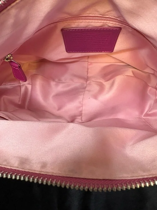 Coach Rare Laura Signature Canvas Leather Should Bag Vibrant Pink - Picture 11 of 16